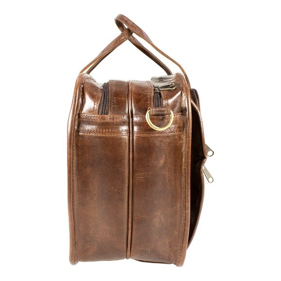 Genuine Leather Laptop Bag, Satchel Bag, Brown - Picture 9 of 16